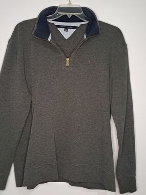 Tommy Hilfiger Mens Pullover Sweater 1/4 Zip Size XL Gray Long Sleeve